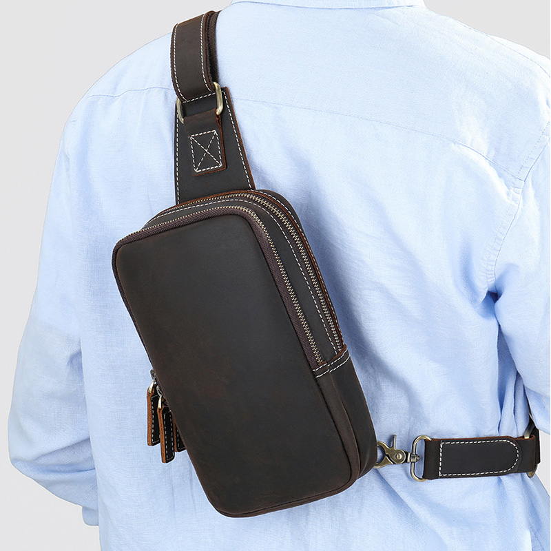 Tablet Shoulder Bag - Bolso de pecho de cuero genuino