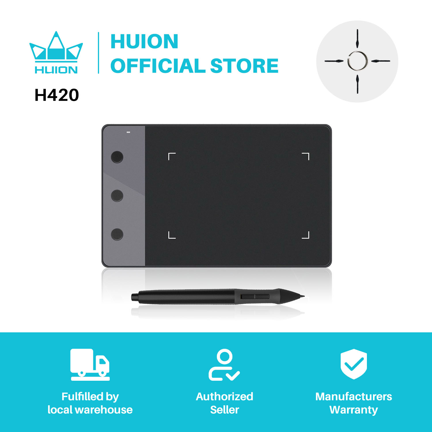 Huion Tablet Accessories - HUION-Tabletas gráficas H420, 4 