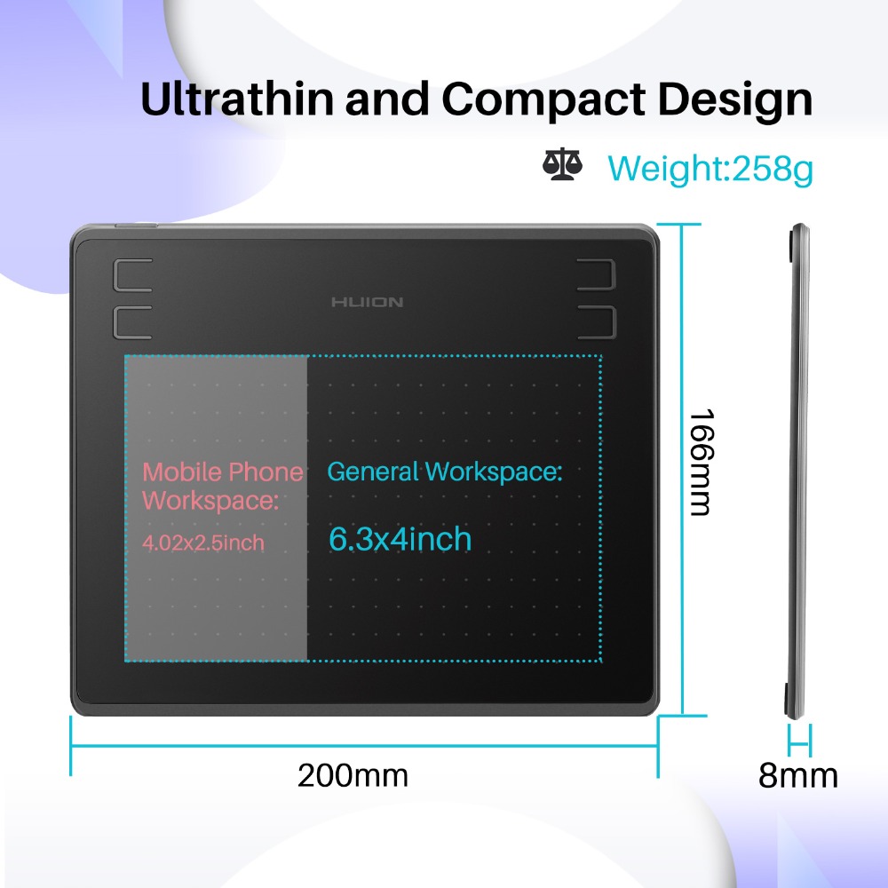 Huion tableta gráfica HS64, Ta - Huion Tablet Accessories reseña y precio